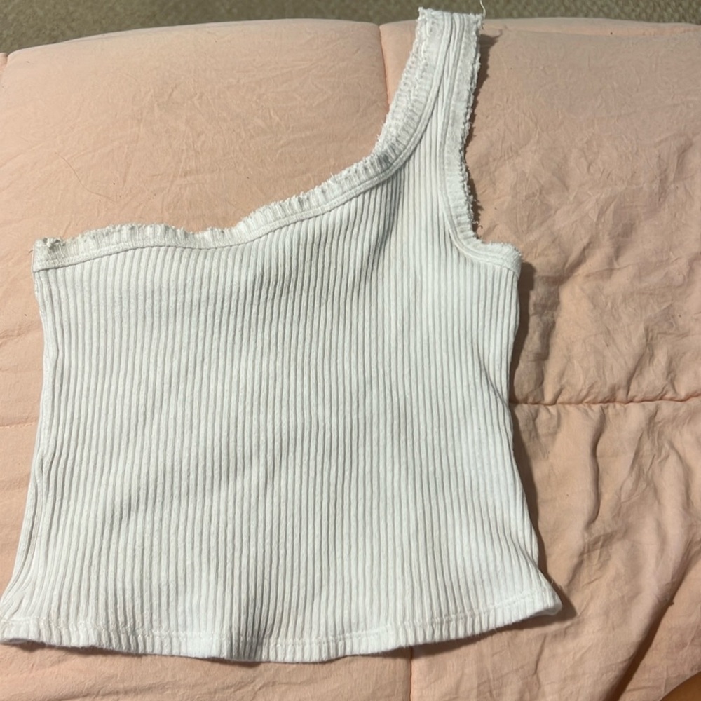 Urban Outfitters white single shoulder tank | SMALL